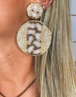 Neutral Cheetah Beaded Earrings