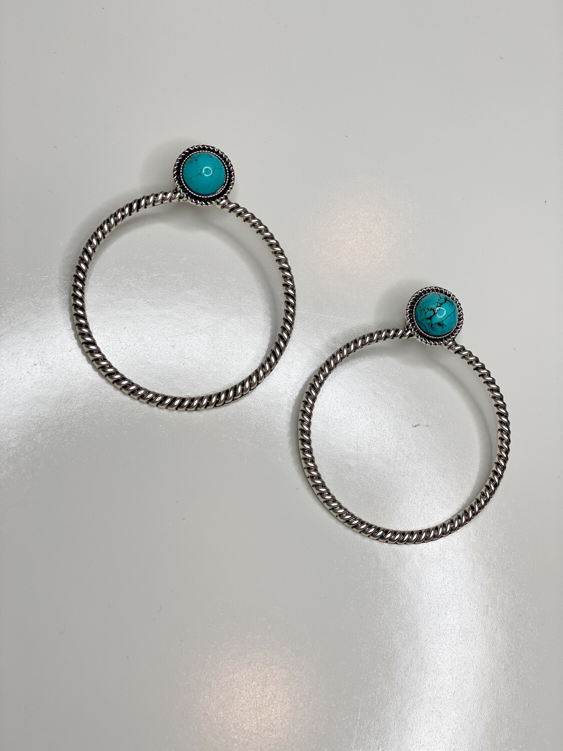 Twisted Silver Turquoise Earrings