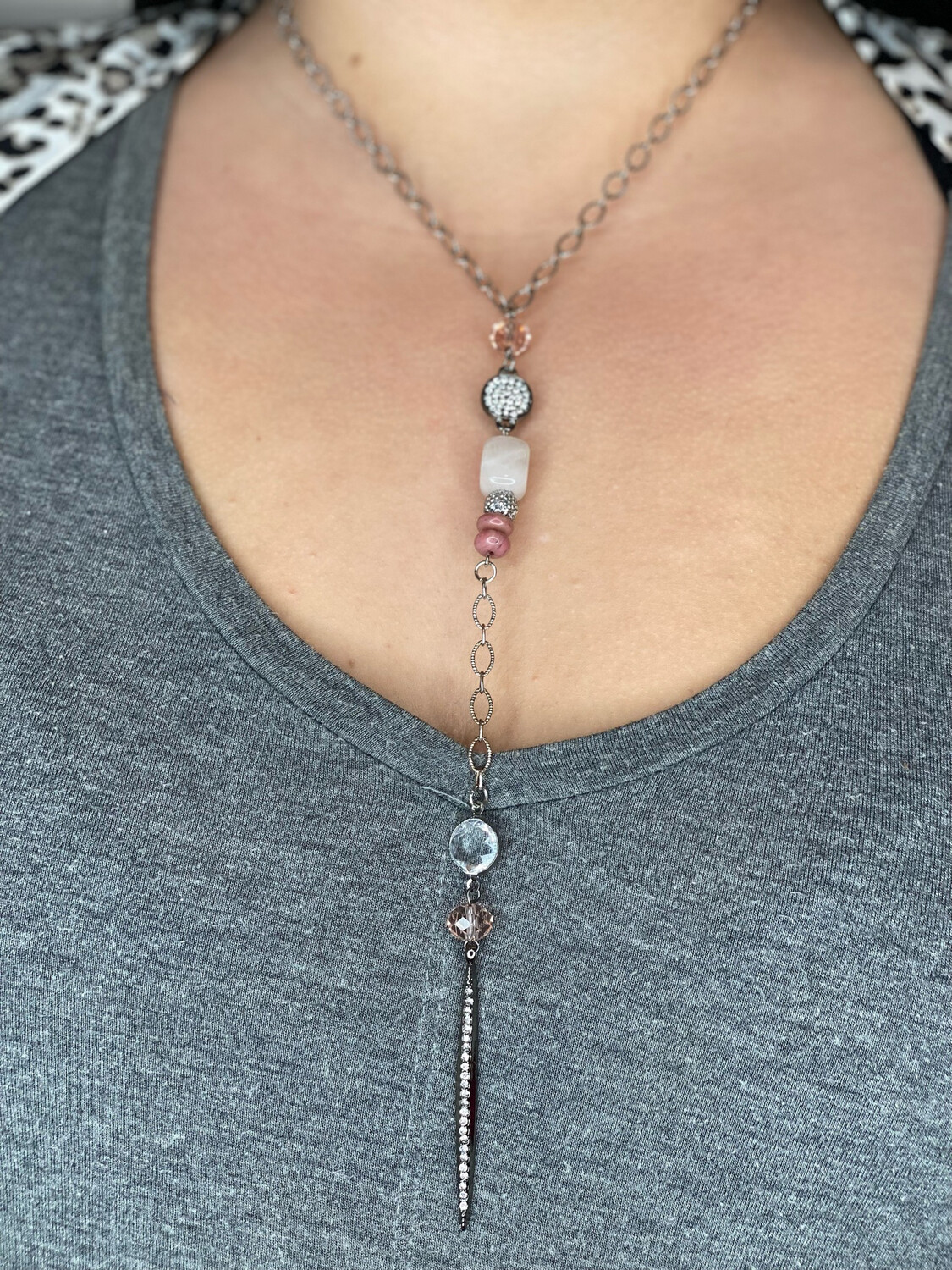 Pink Accent Silver Necklace