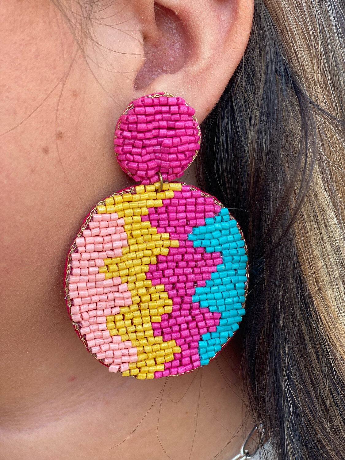 Pink Mix Beaded Earrings 