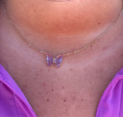 Violet Crystal Butterfly Necklace