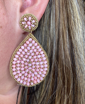 Pink & Gold Beaded Earrings