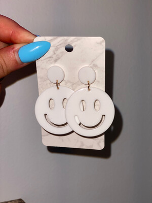 White Acrylic Smiley Earrings