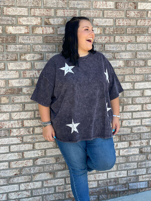 Plus Charcoal Mineral Washed Star Tee