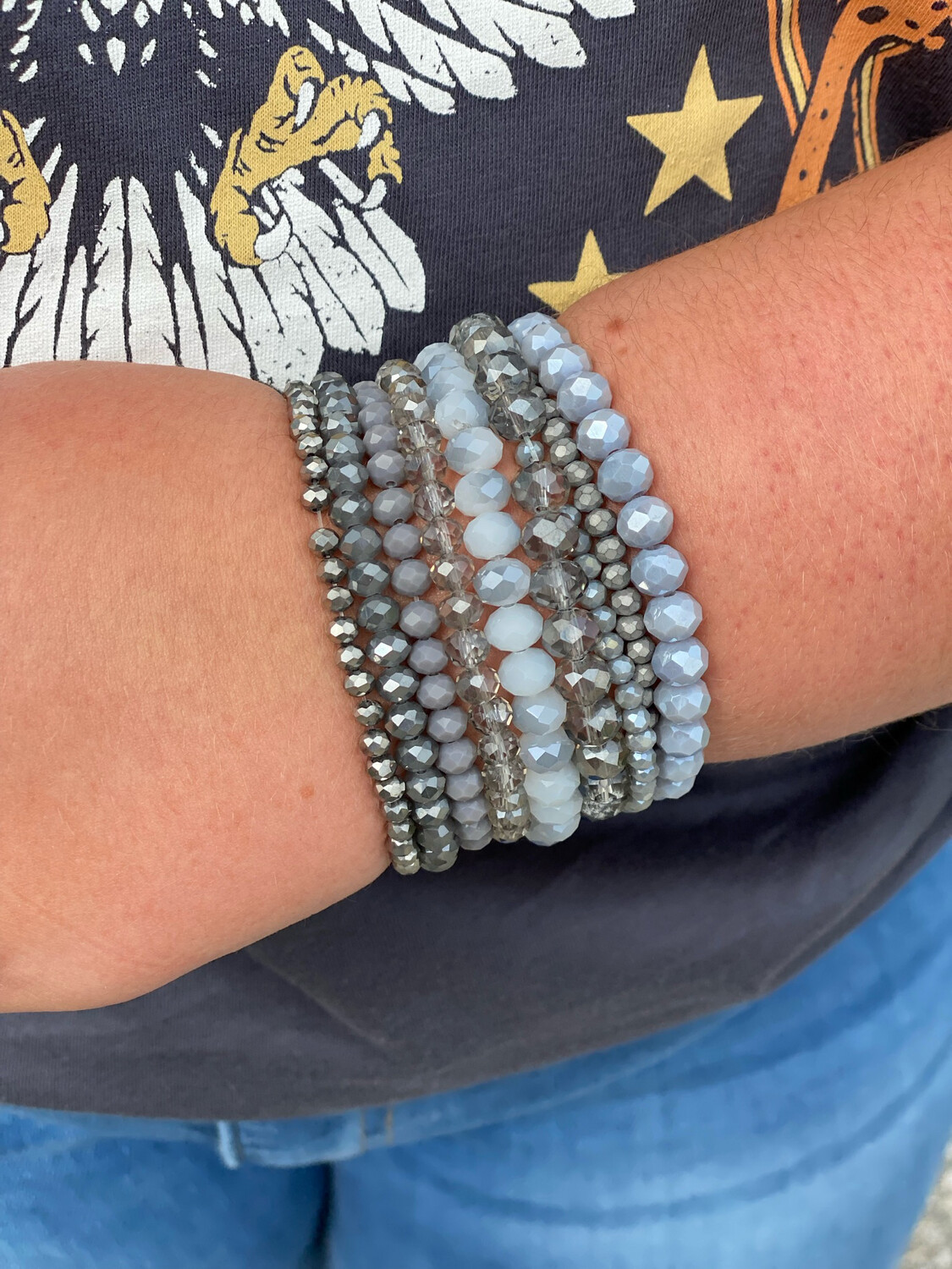 Grey Set of 9 Bracelets 