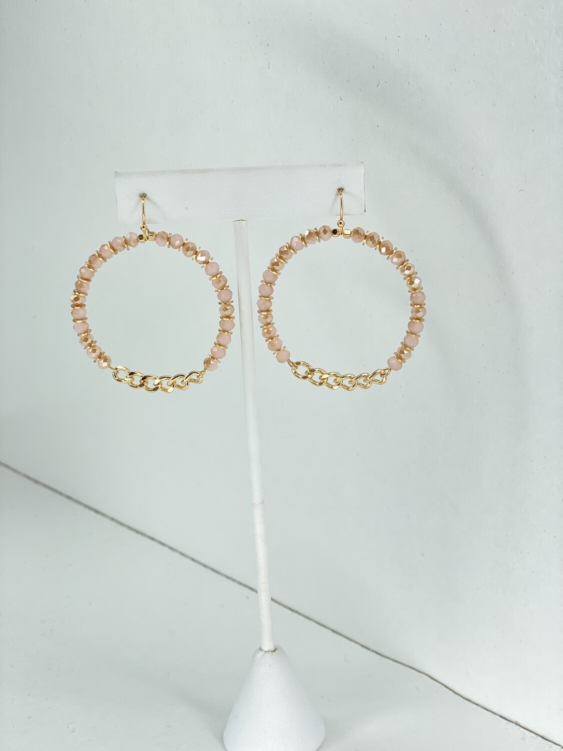 Blush Beaded Gold Chain Earrings