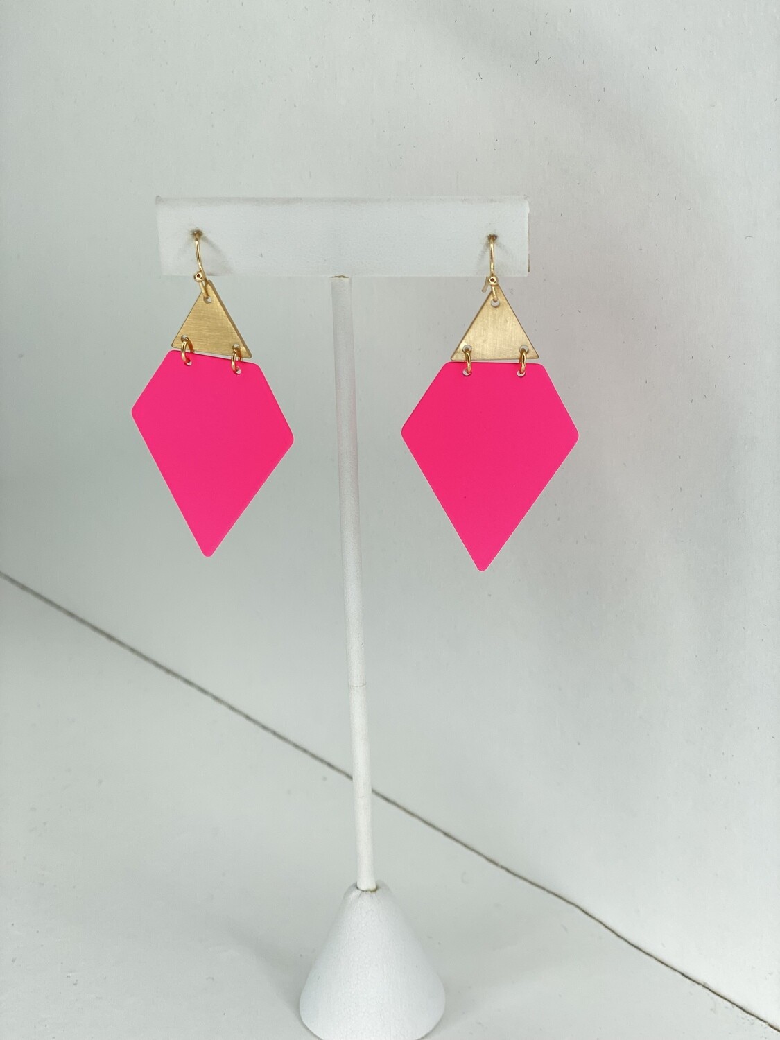 Hot Pink & Gold Geometric Earrings