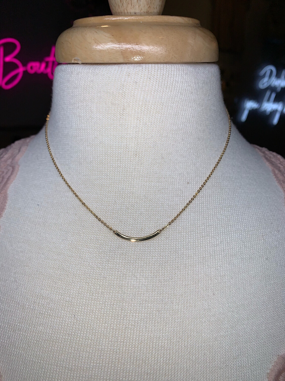 Gold Dainty Bar Necklace