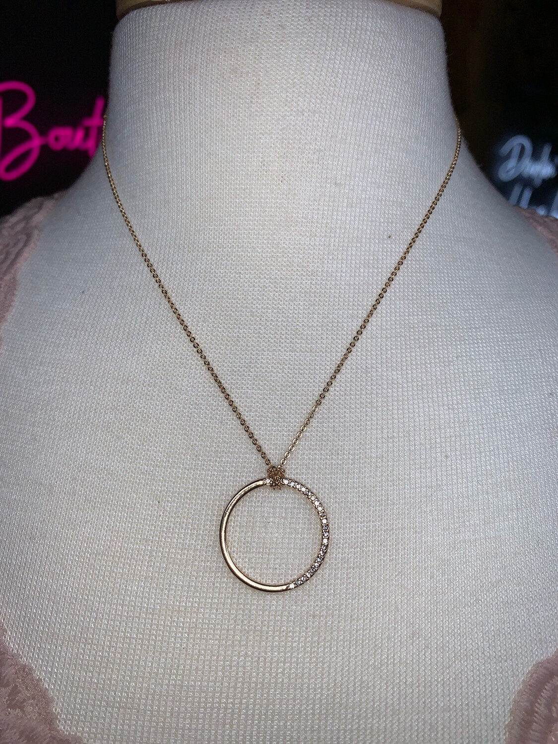 Gold Circle Rhinestone Necklace