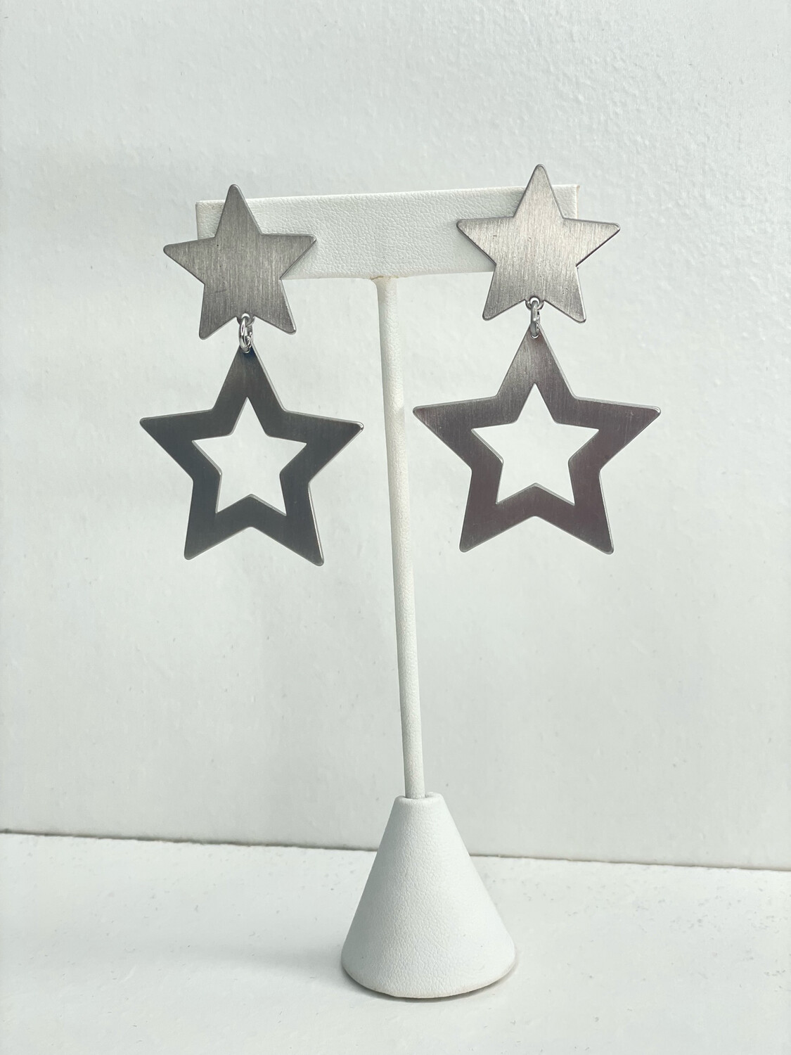 Silver Layered Star Earrings