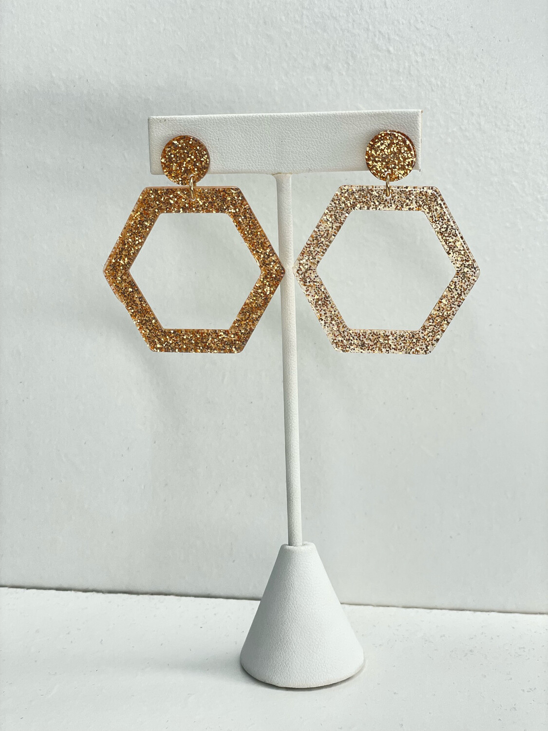 Gold Glitter Geometric Earrings