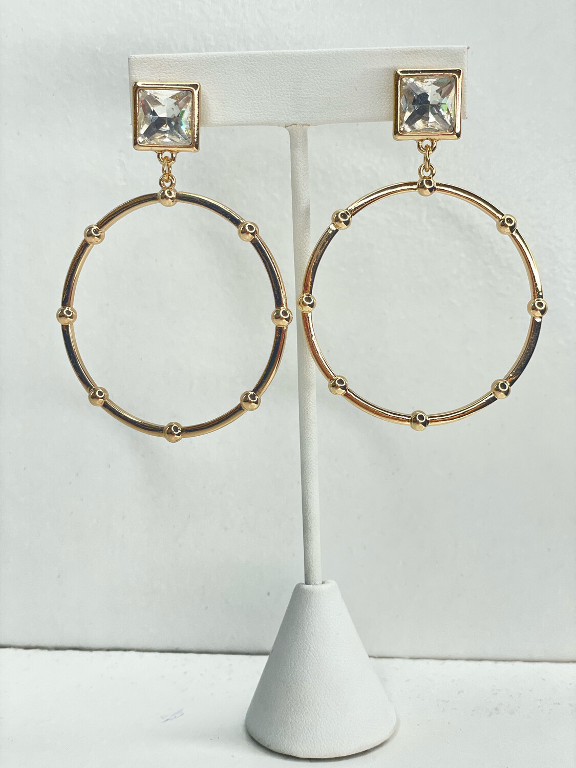 Gold Circle Jewel Post Earrings