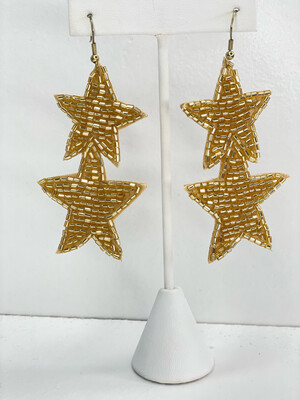 Gold Beaded Star Earrings