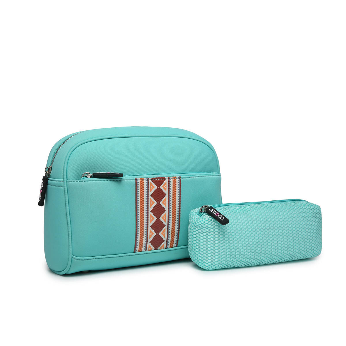 Turquoise Aztec Cosmetic 2 in 1 Bag