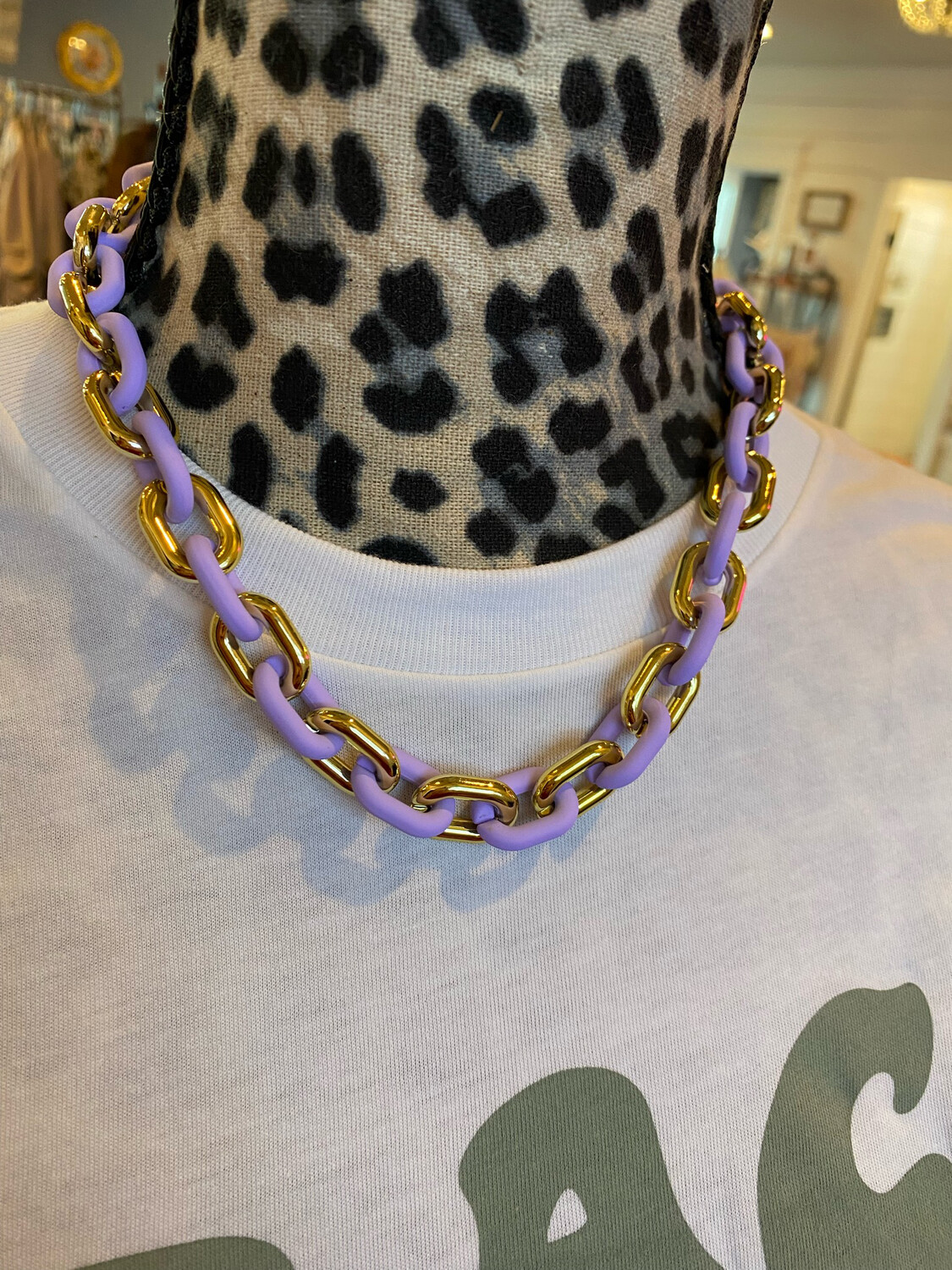 Lavender & Gold Chain Necklace