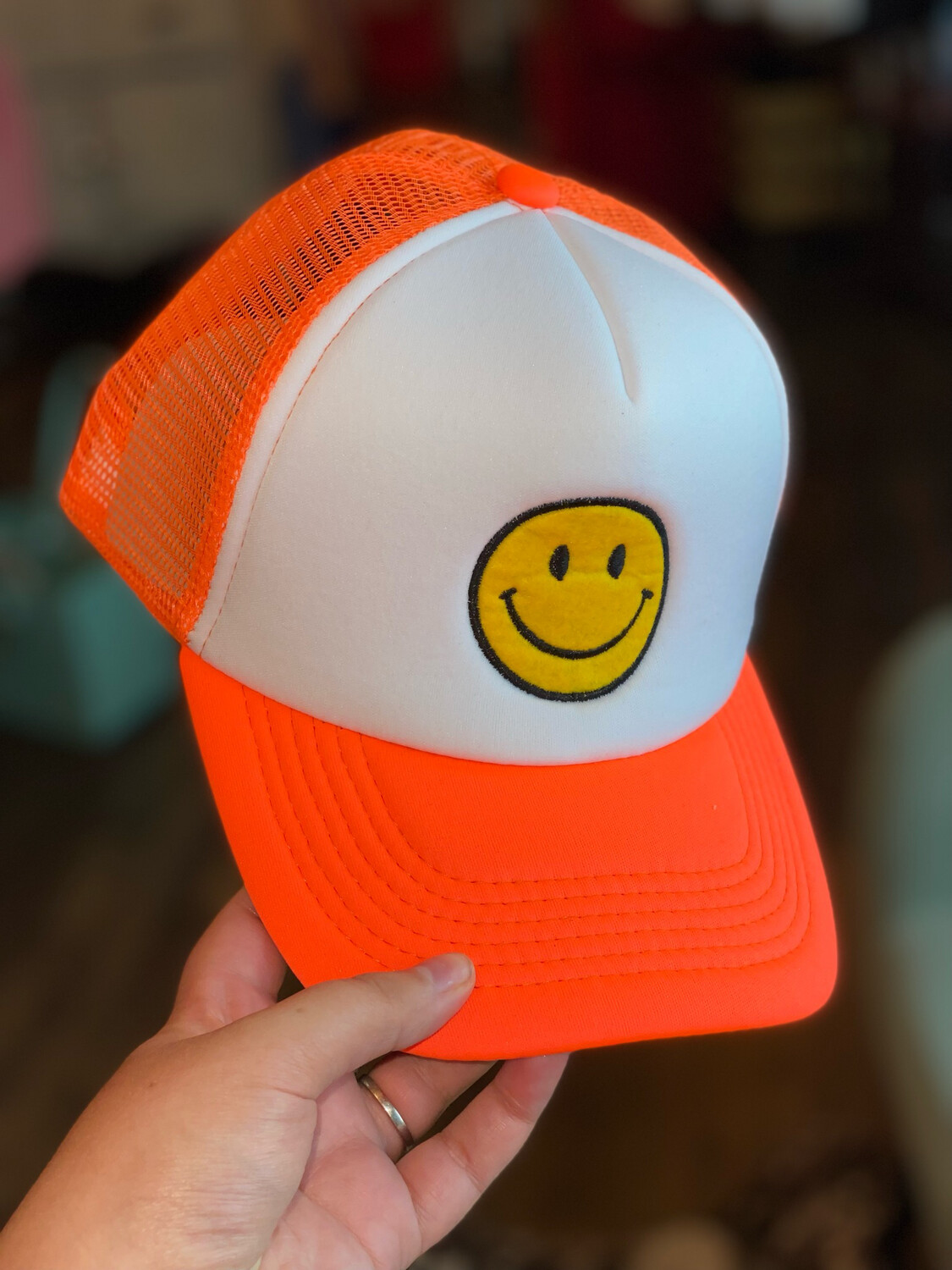 Bright Orange Smiley Hat