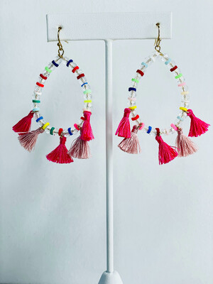 Colorful Teardrop Tassel Earrings