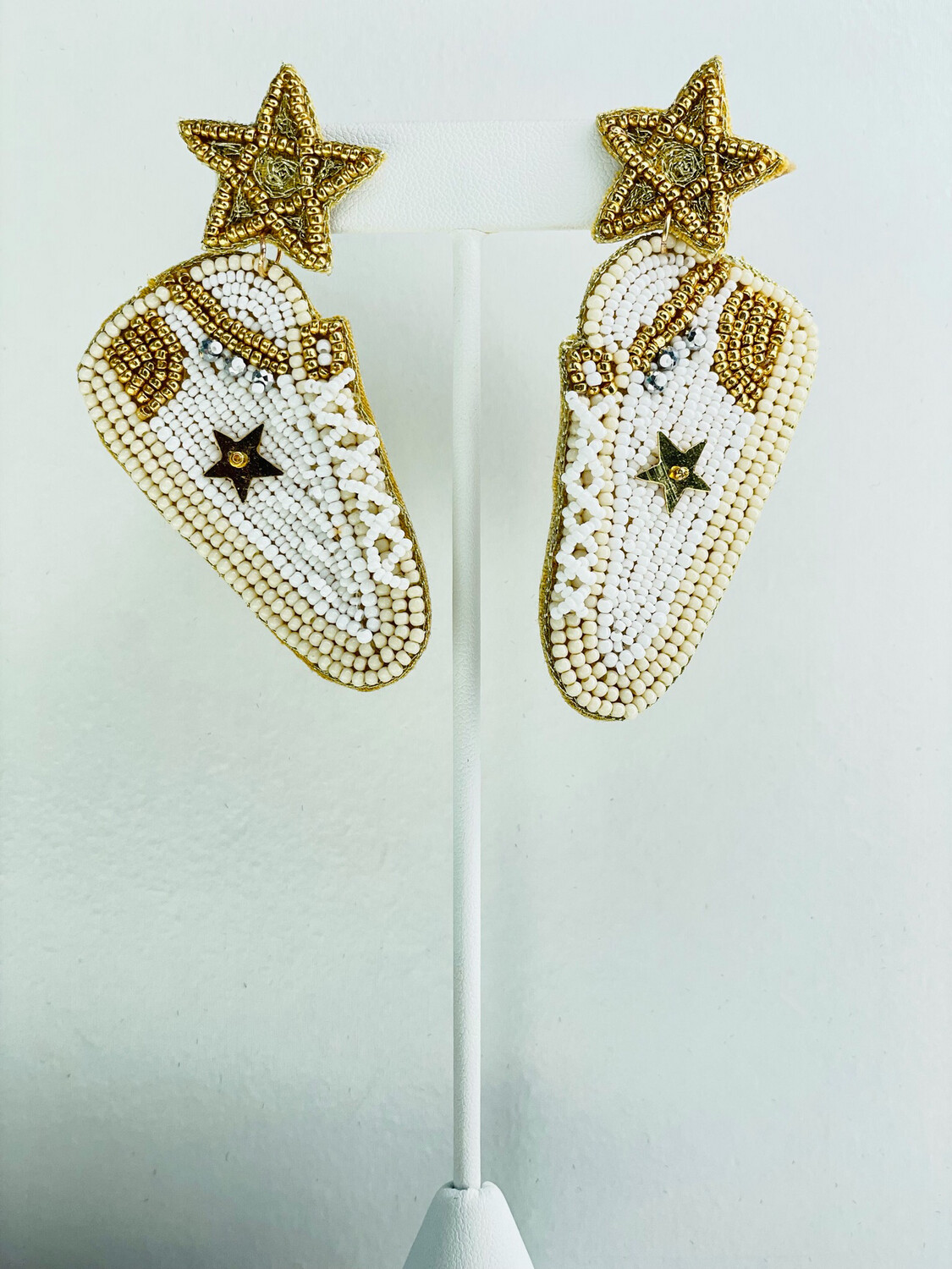 White & Gold Star Sneaker Earrings