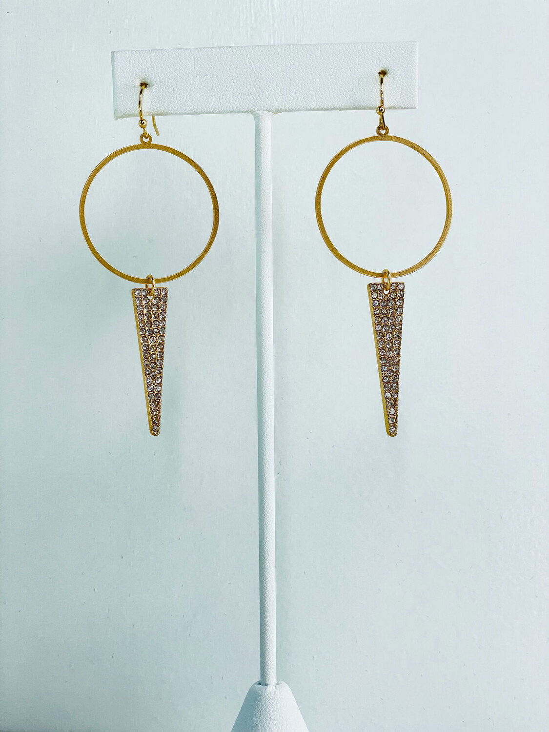 Gold Rhinestone Triangle Earrings