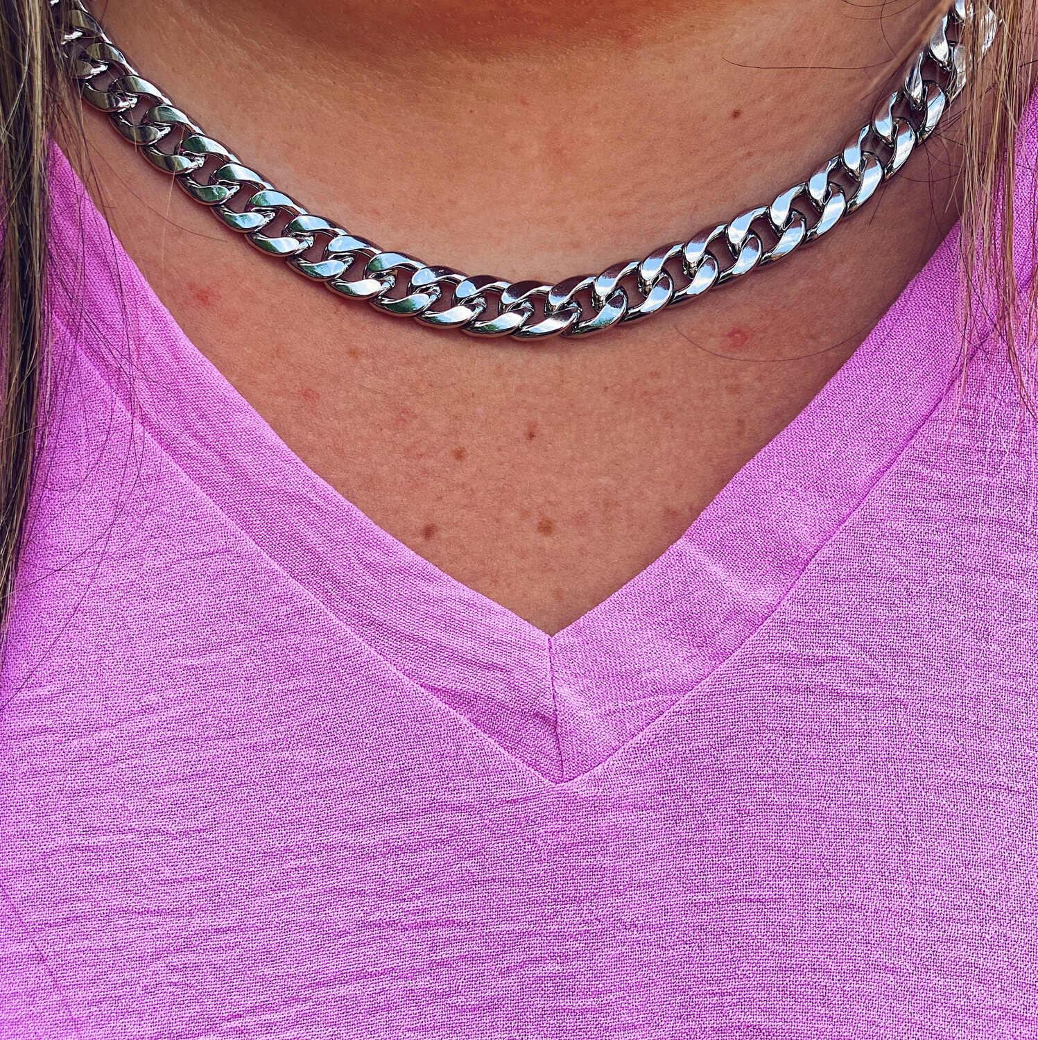 Silver Thick Chain Necklace