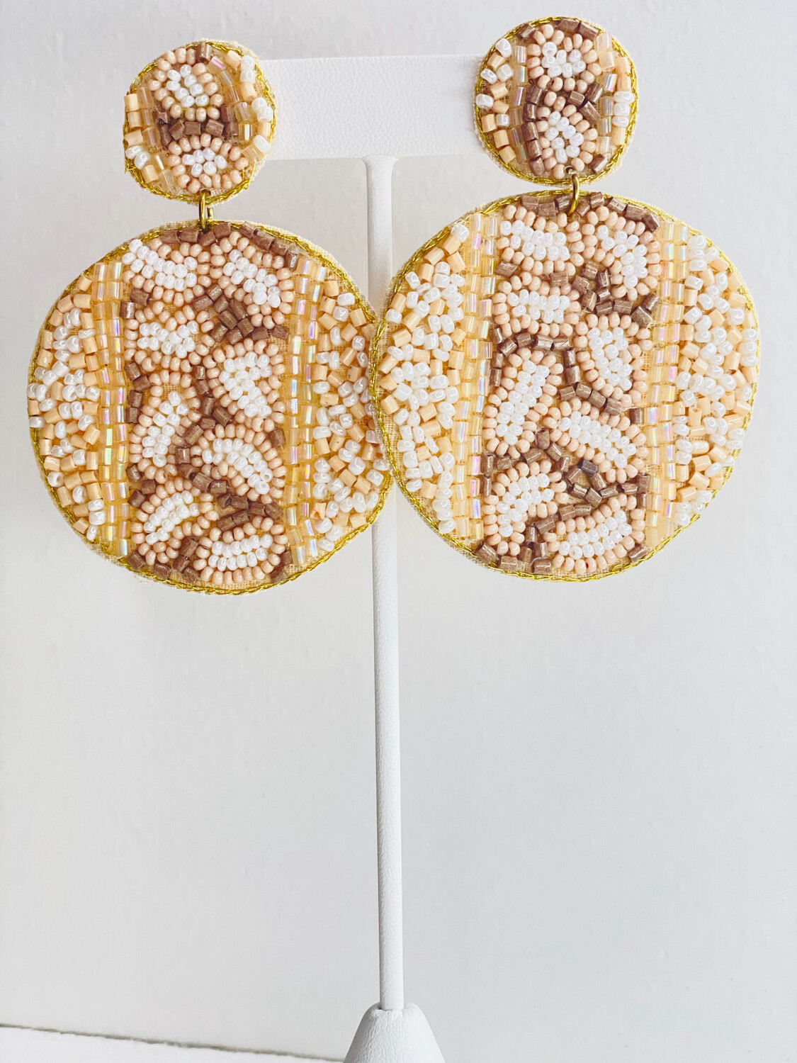 Neutral Cheetah Beaded Earrings