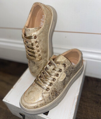 Corky's Down Time Gold Metallic Sneakers 