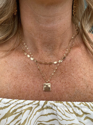 Gold Square Layered Necklace