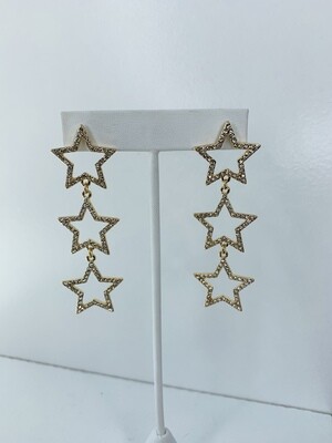 Gold Star Rhinestone Layered Earrings