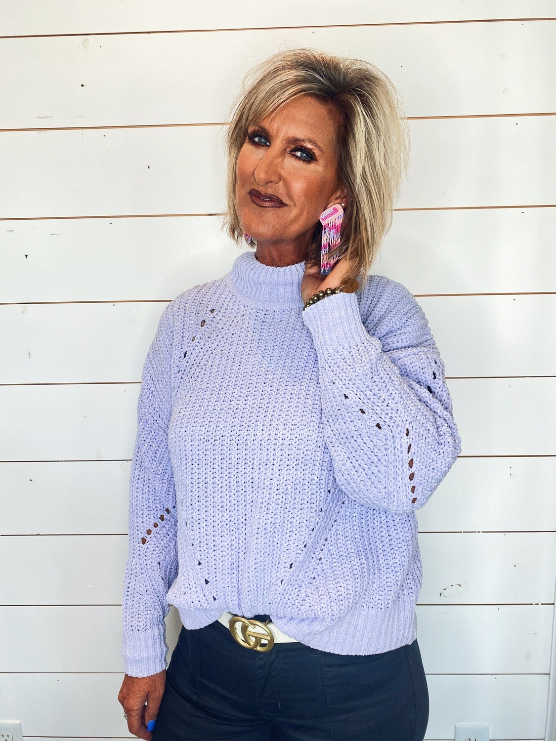 Lilac Cable Knit Soft Sweater