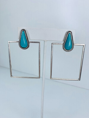 Turquoise Post Rectangle Earrings