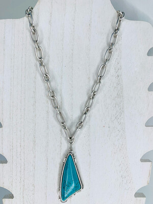 Turquoise Stone Chain Link Necklace