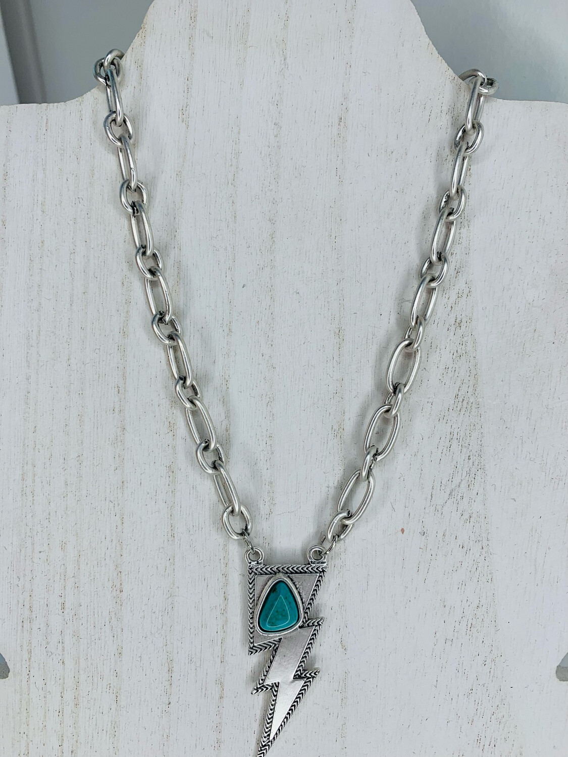 Turquoise Lightning Bolt Chain Link Necklace