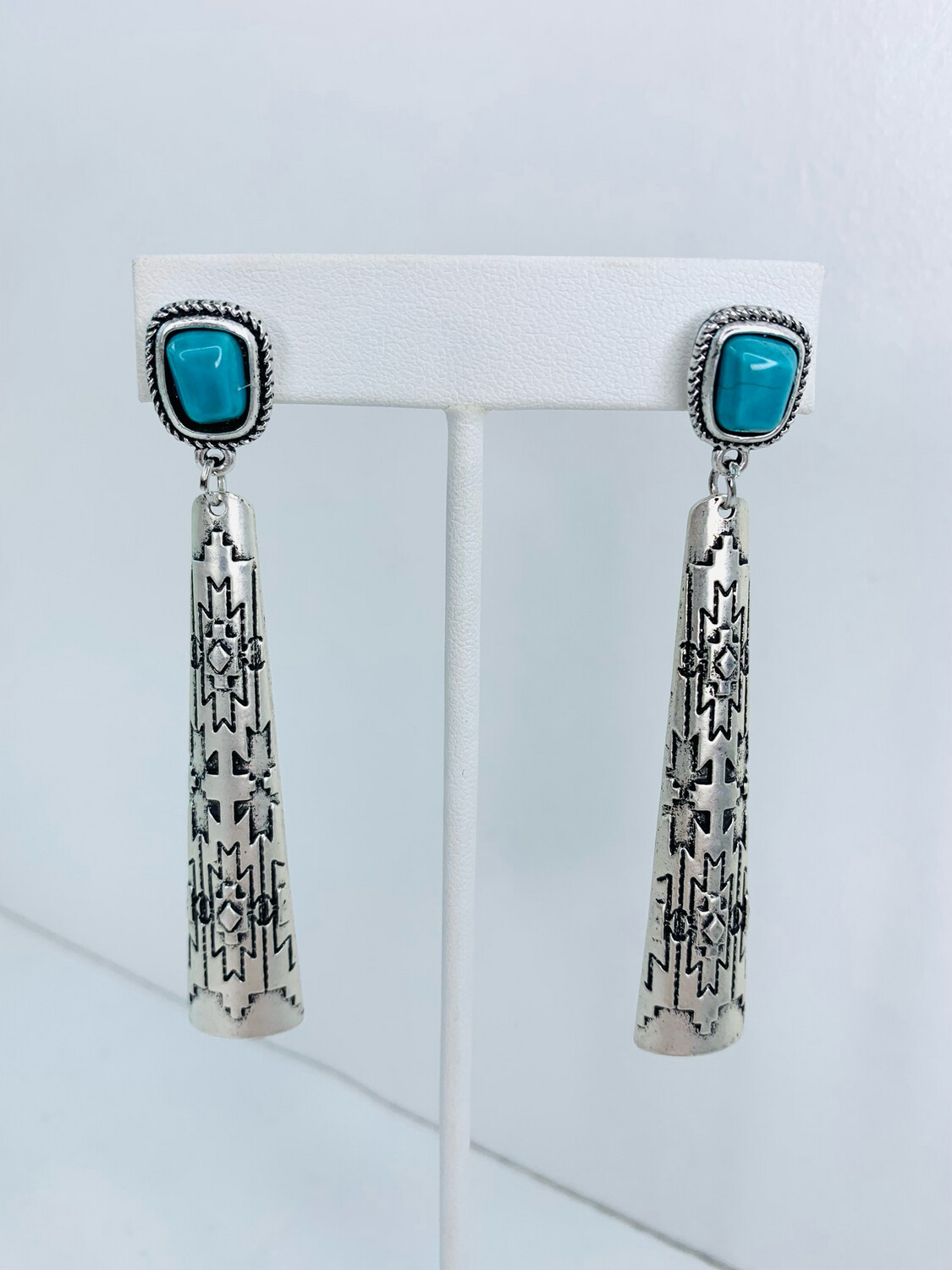 Aztec & Turquoise Bar Earrings