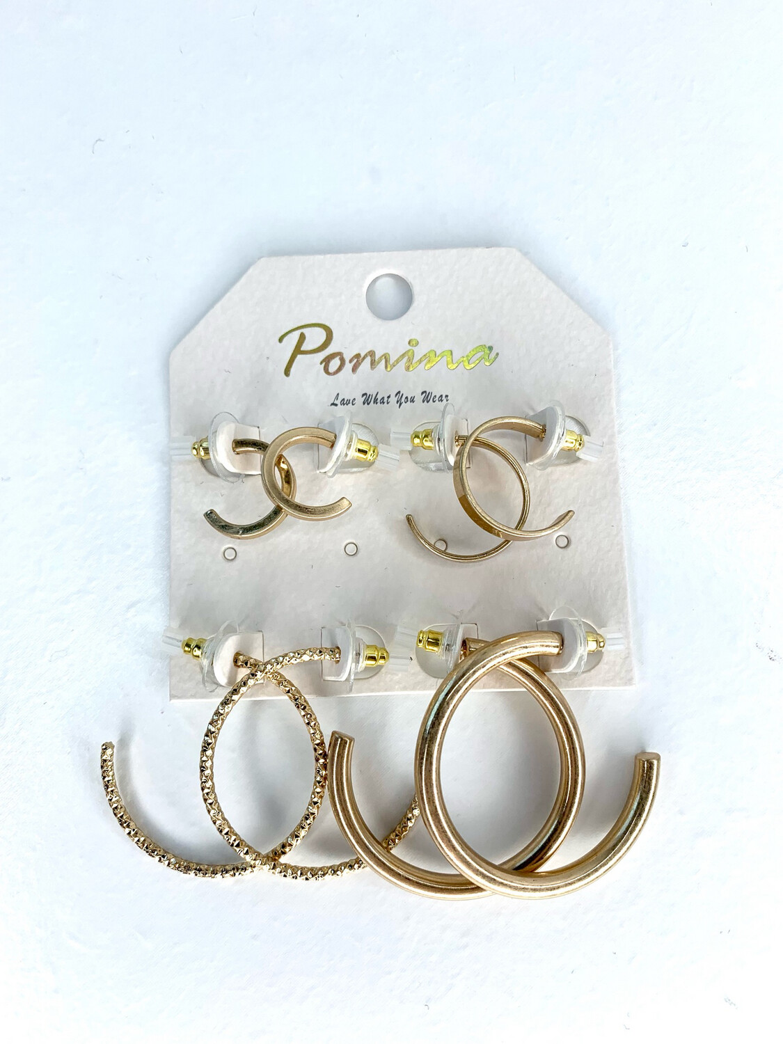 Matte Gold Set of 4 Hoop Earrings