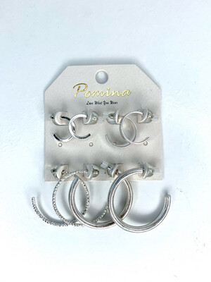 Matte Silver Set of 4 Hoop Earrings