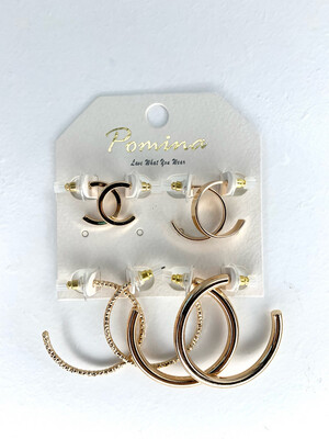 Shiny Gold Set of 4 Hoop Earrings
