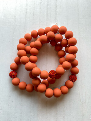 Orange Sparkly Bead Accent Bracelet Set
