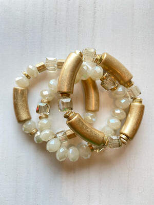 Gold & Cream Set of 3 Bracelets