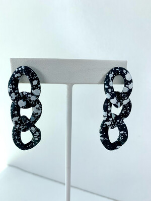 Black Paint Splatter Chain Earrings