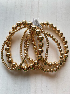 Gold Beaded Set of 5 Bracelets