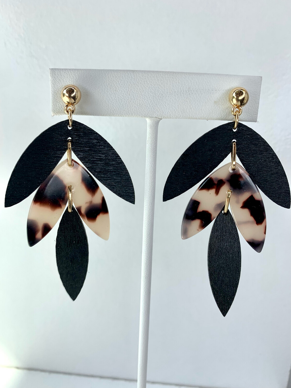 Black Wood & Tortoise Earrings