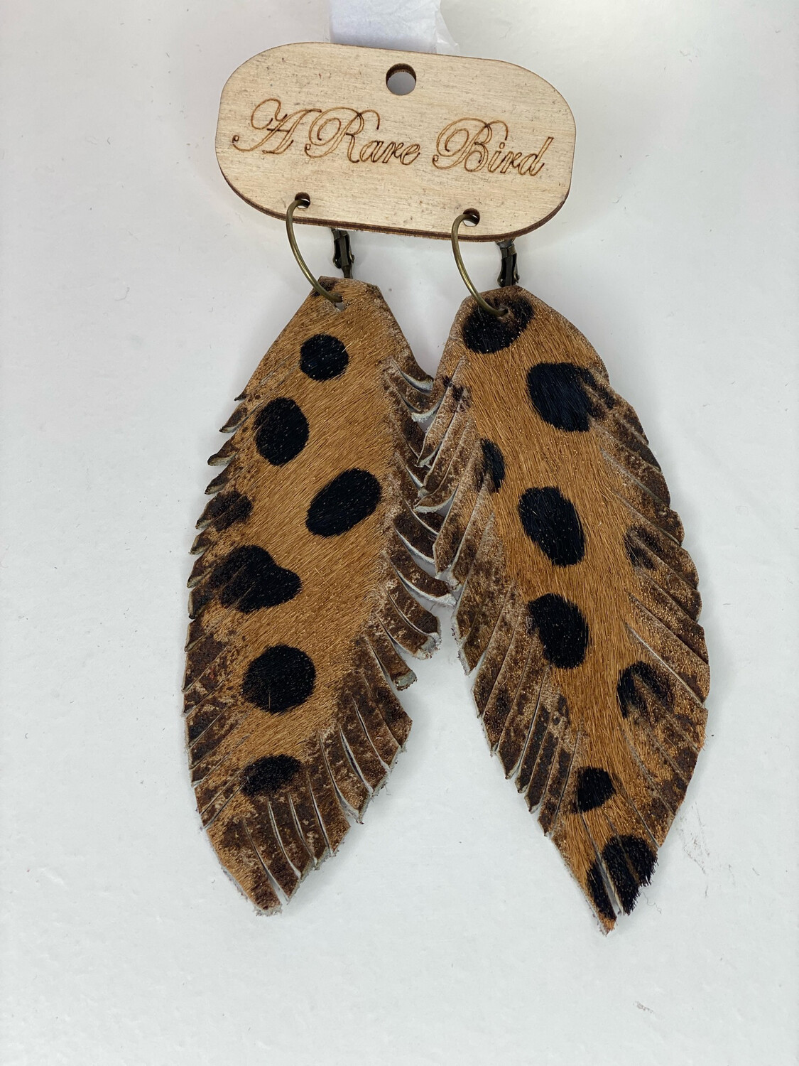 Brown Animal Dot Print Leather Earrings
