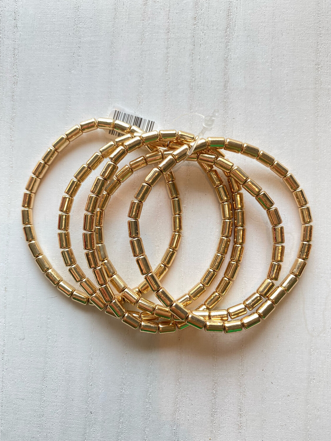 Gold Cylinder Beaded Bracelet Set