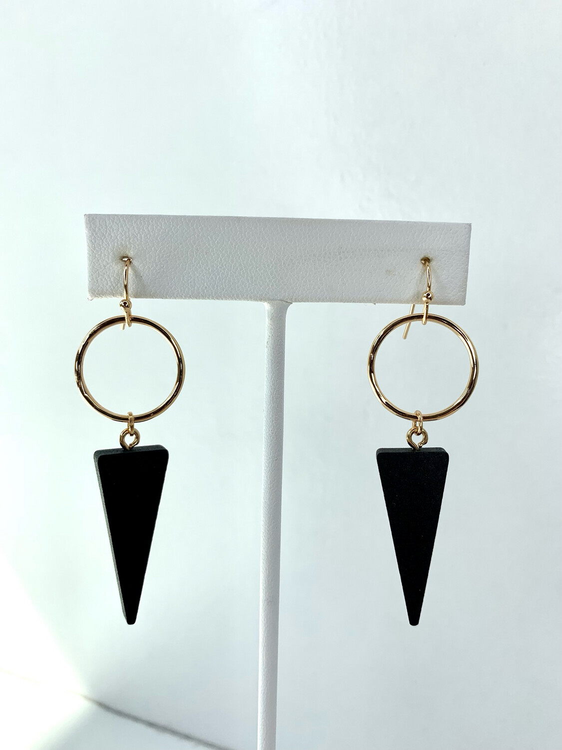 Black Wood Triangle Earrings