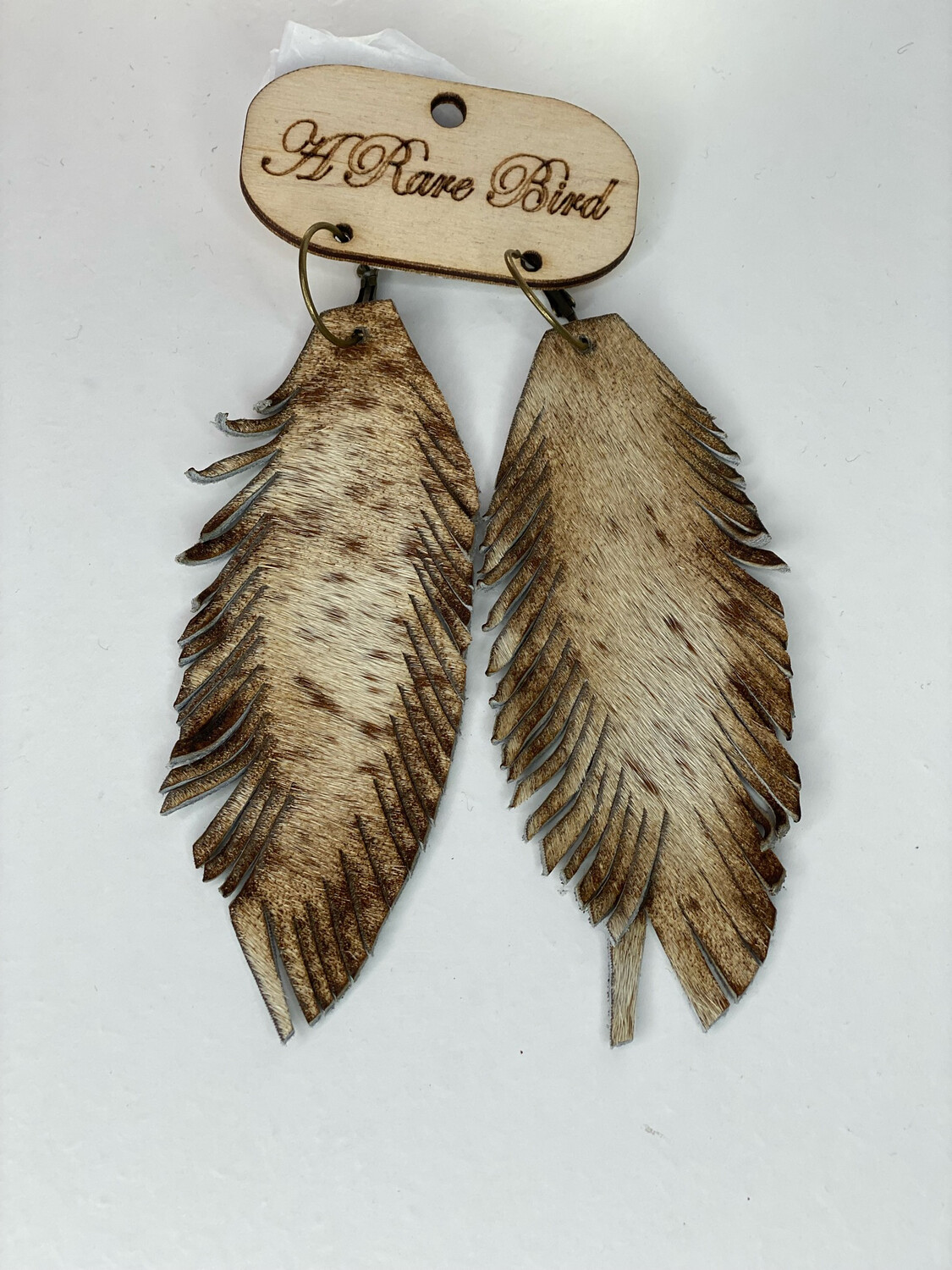 Brown Mix Leather Cowhide Earrings