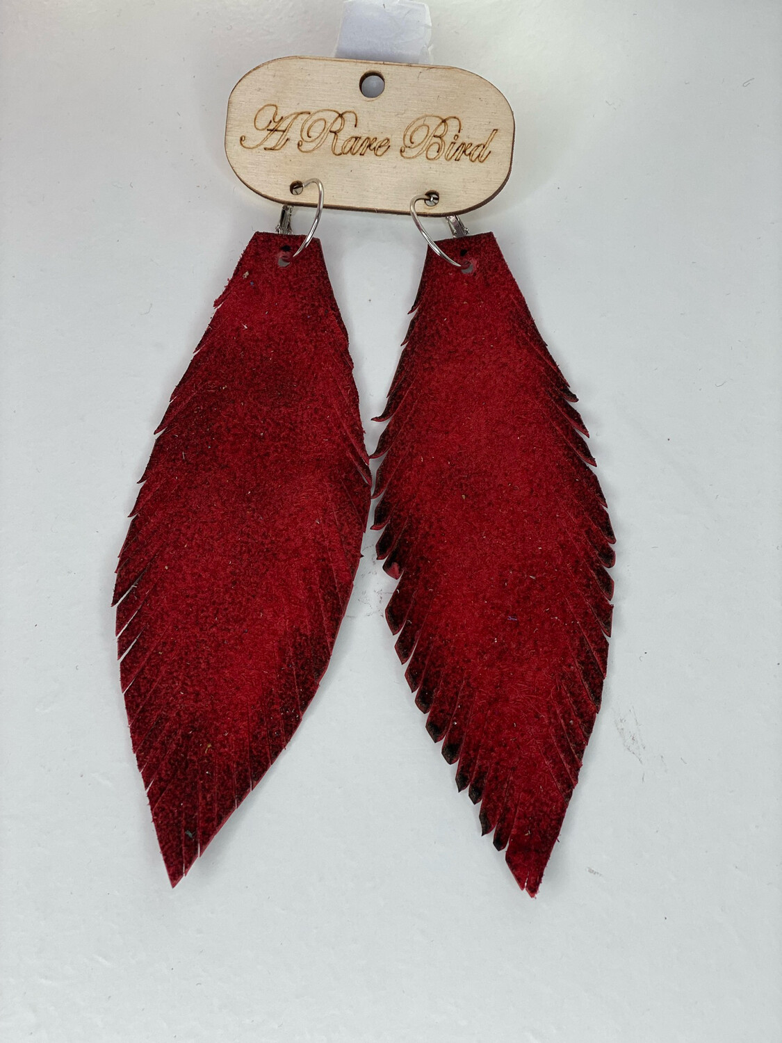 Red Mineral Washed Leather Earrings