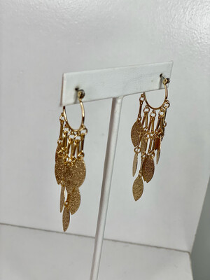 Gold Feather Charm Earrings