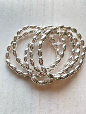Silver Oval Beaded Set of 5 Bracelets