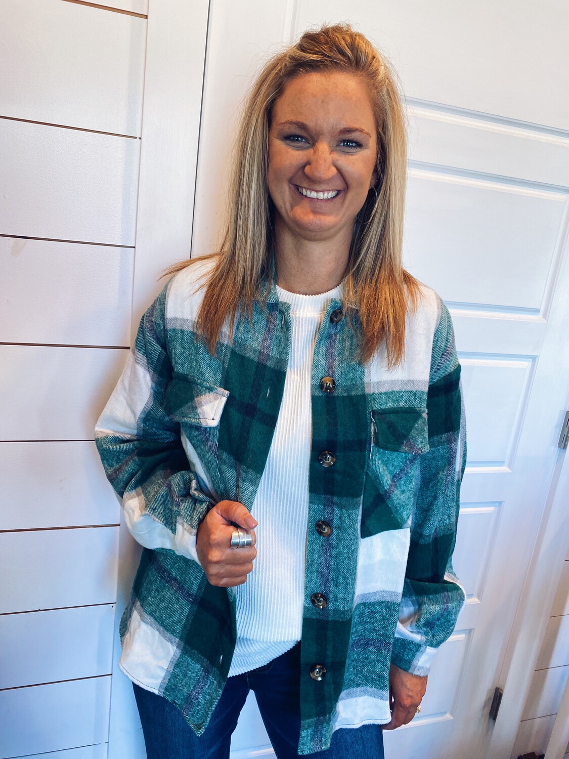 Green Mix Button Down Flannel