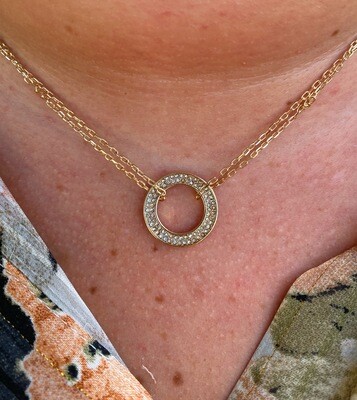 Gold Chain Rhinestone Hoop Necklace